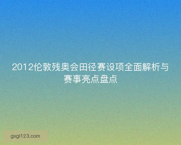 2012伦敦残奥会田径赛设项全面解析与赛事亮点盘点